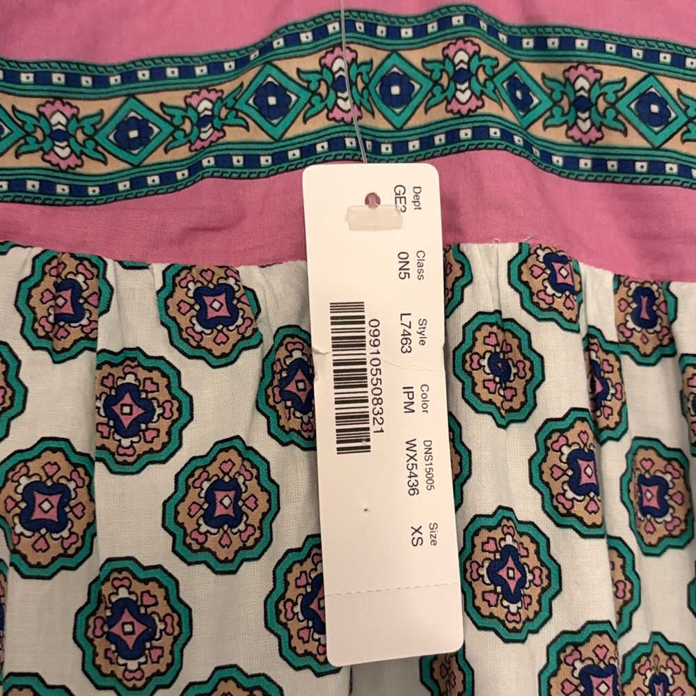 J. Crew White Maxi Dress with Pink and Green Trim - Picture 3 of 8